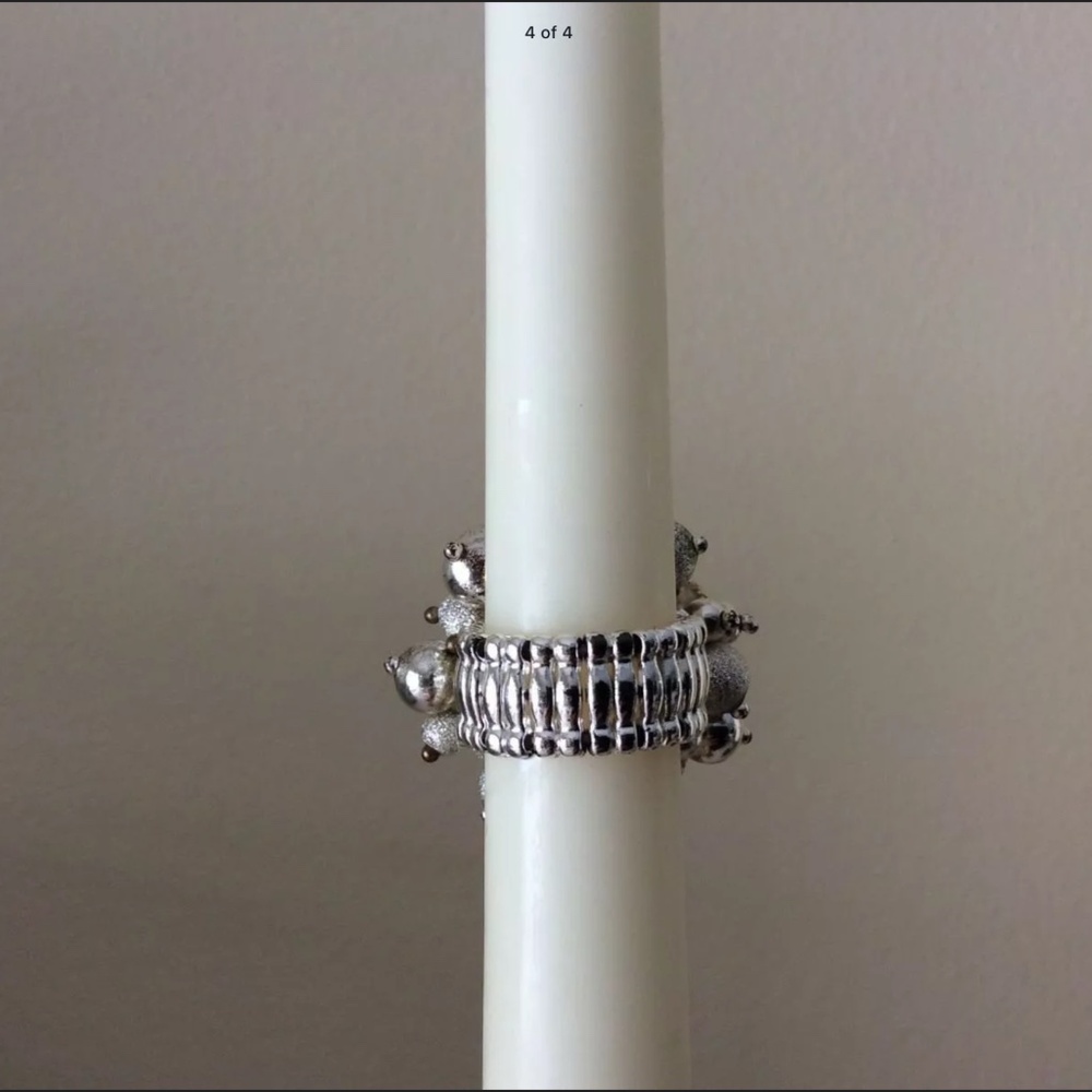 Large Silver Cluster Ring Statement Making Stretc… - image 4